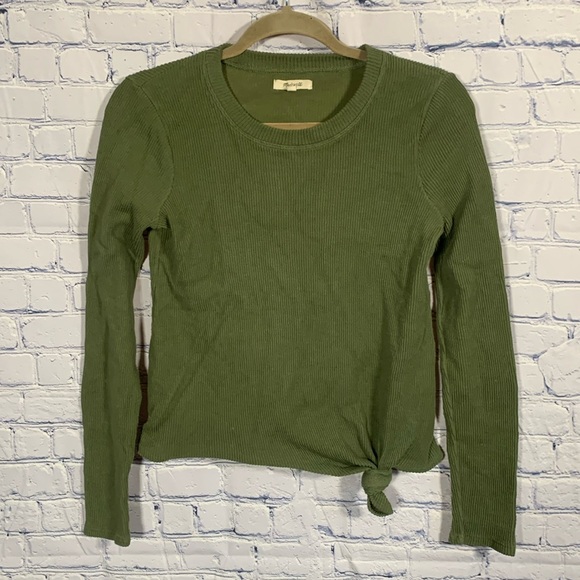 Madewell Elwood Knot Front Ribbed Top Green Size XS - Picture 1 of 6